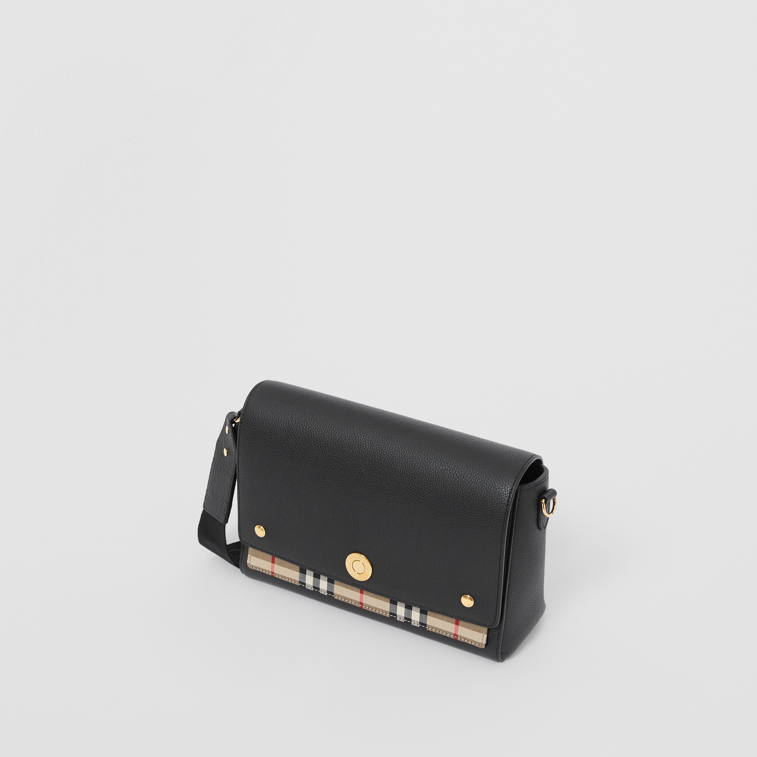 Leather and Vintage Check Note Crossbody Bag in Black - Women | Burberry® Official - 4