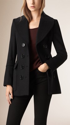 burberry wool peacoat women's