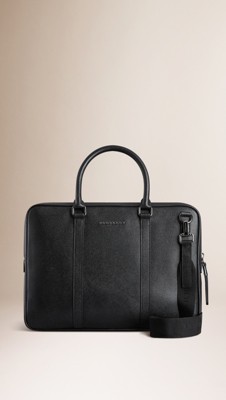 London Leather Crossbody Briefcase Black | Burberry