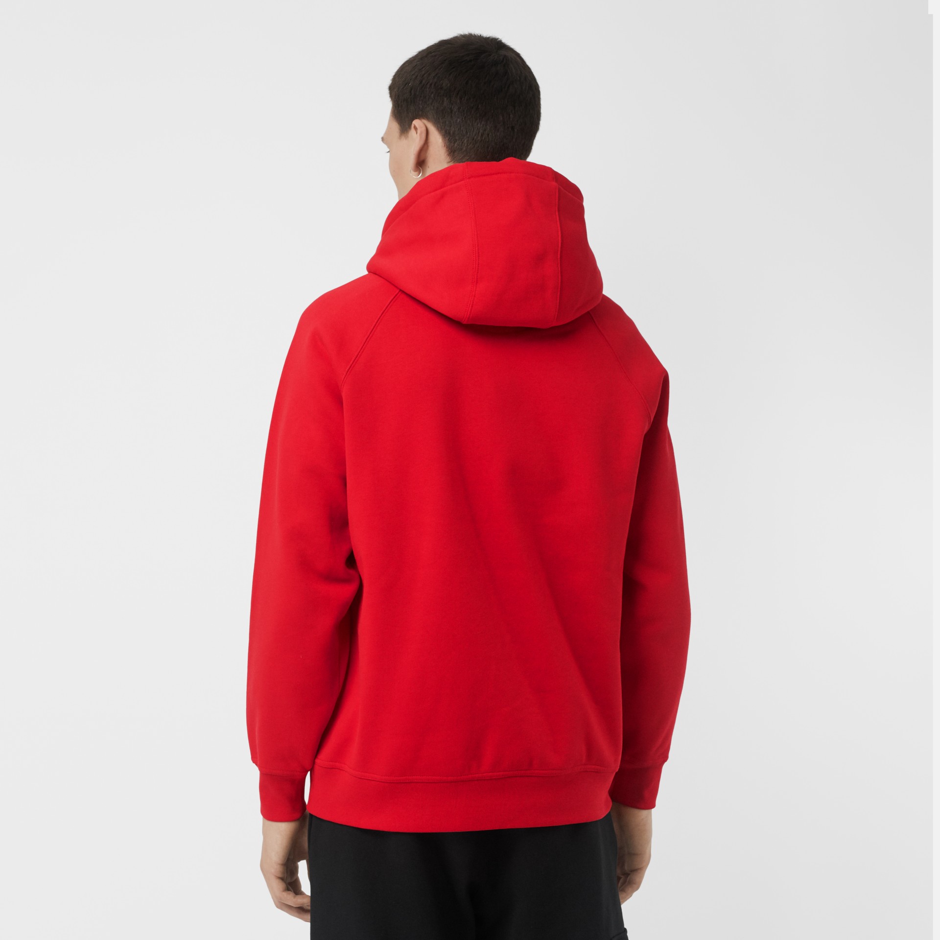 Embroidered Logo Jersey Hoodie in Bright Red - Men | Burberry United States