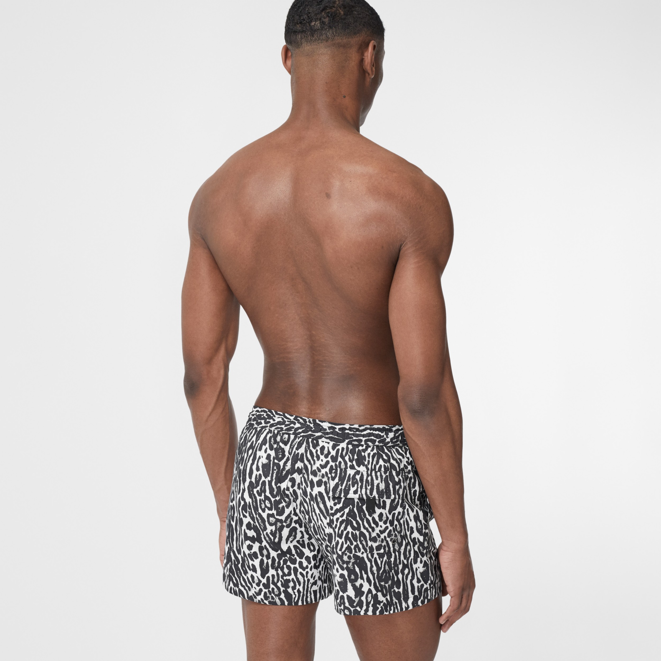 Leopard Print Drawcord Swim Shorts in Black - Men | Burberry United States