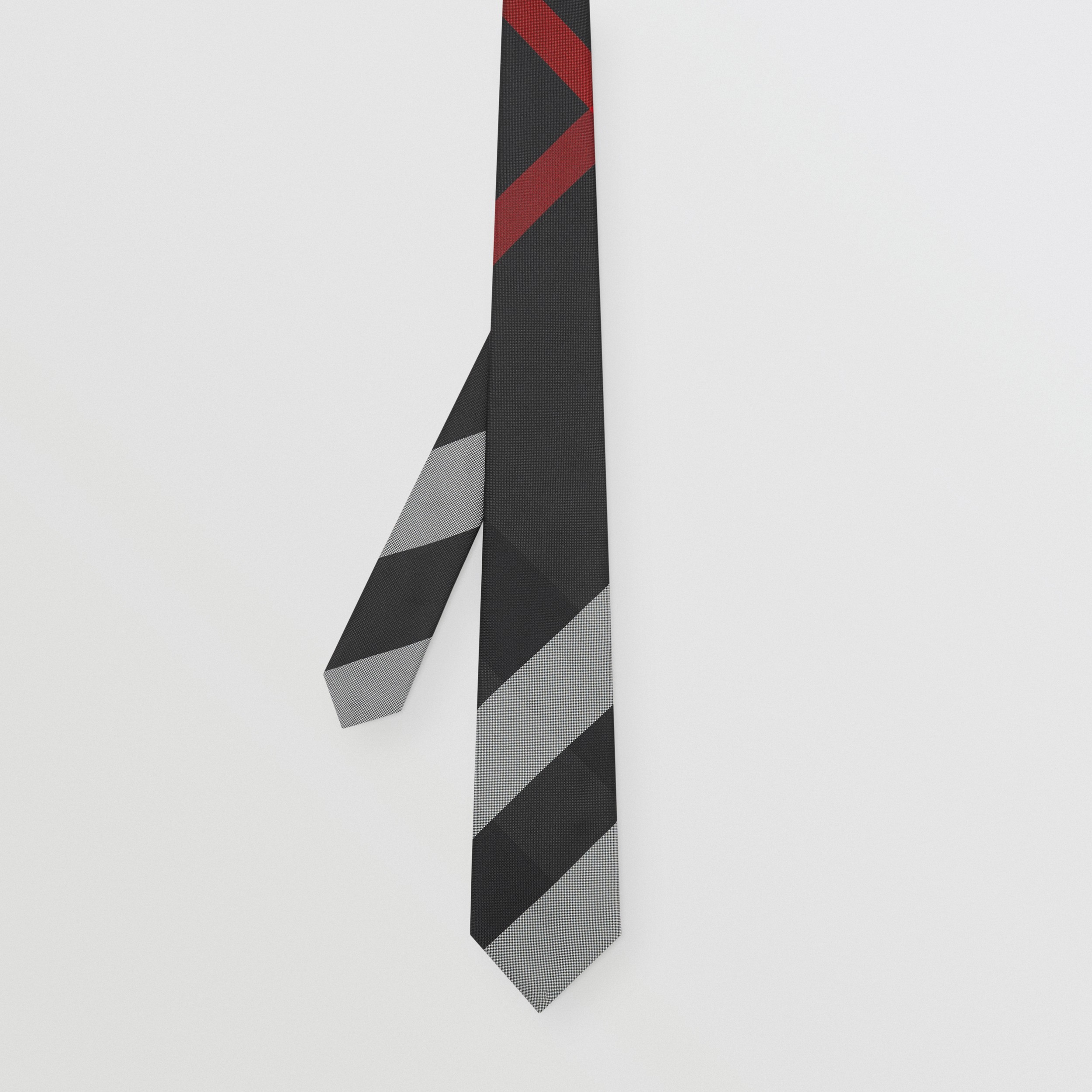 Classic Cut  Exaggerated Check Silk Tie in Charcoal - Men | Burberry® Official - 4