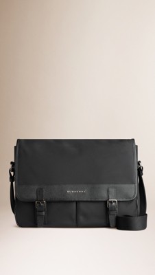 Leather Trim Messenger Bag