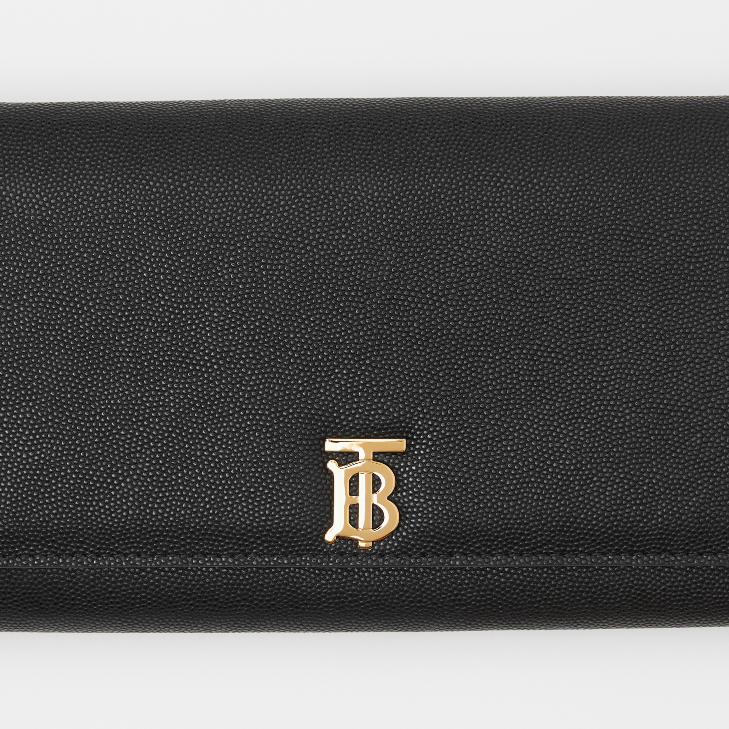 Monogram Motif Leather Wallet with Detachable Strap in Black - Women ...