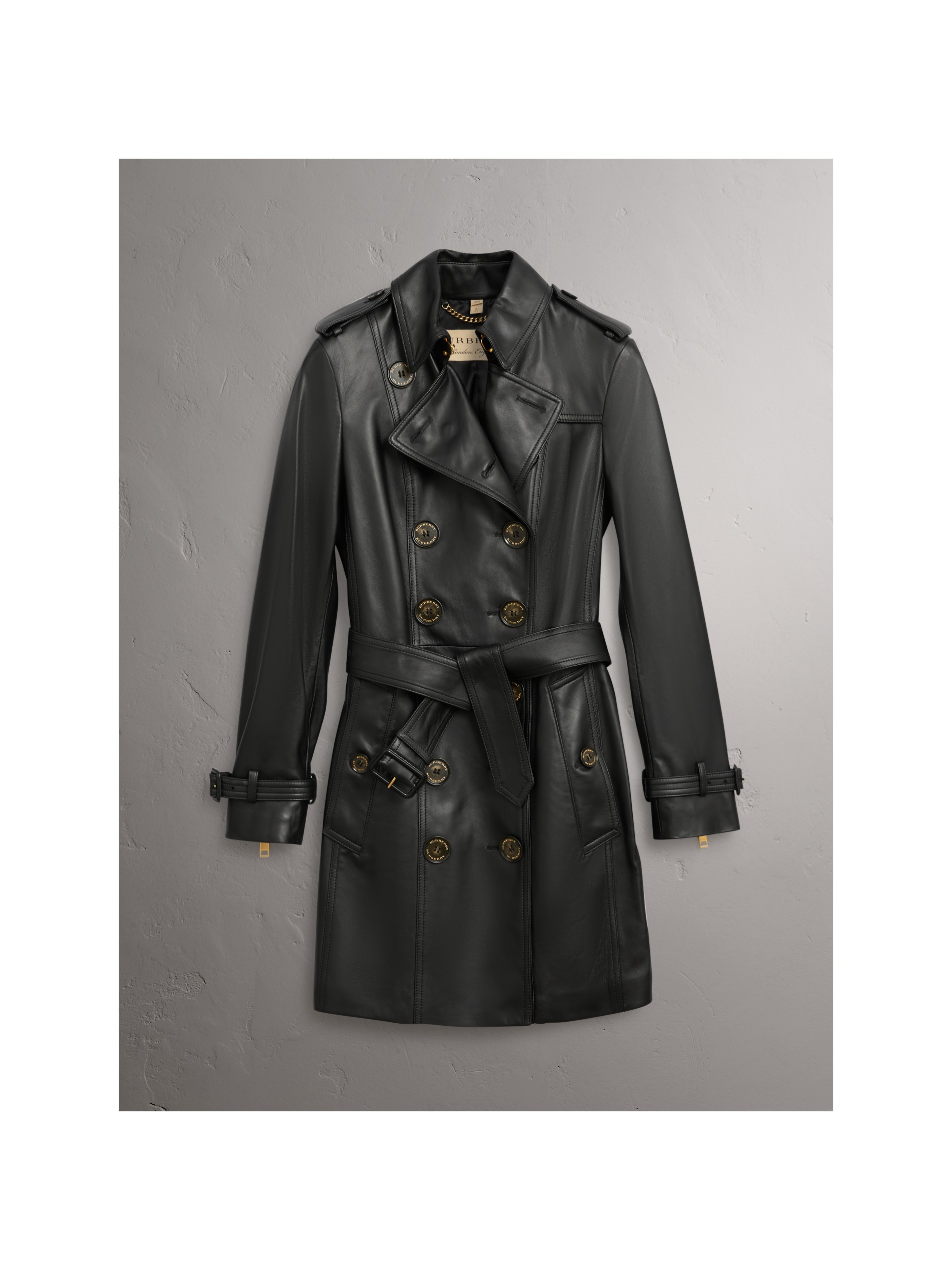 黑色 羔羊皮 trench 风衣 产品图片31