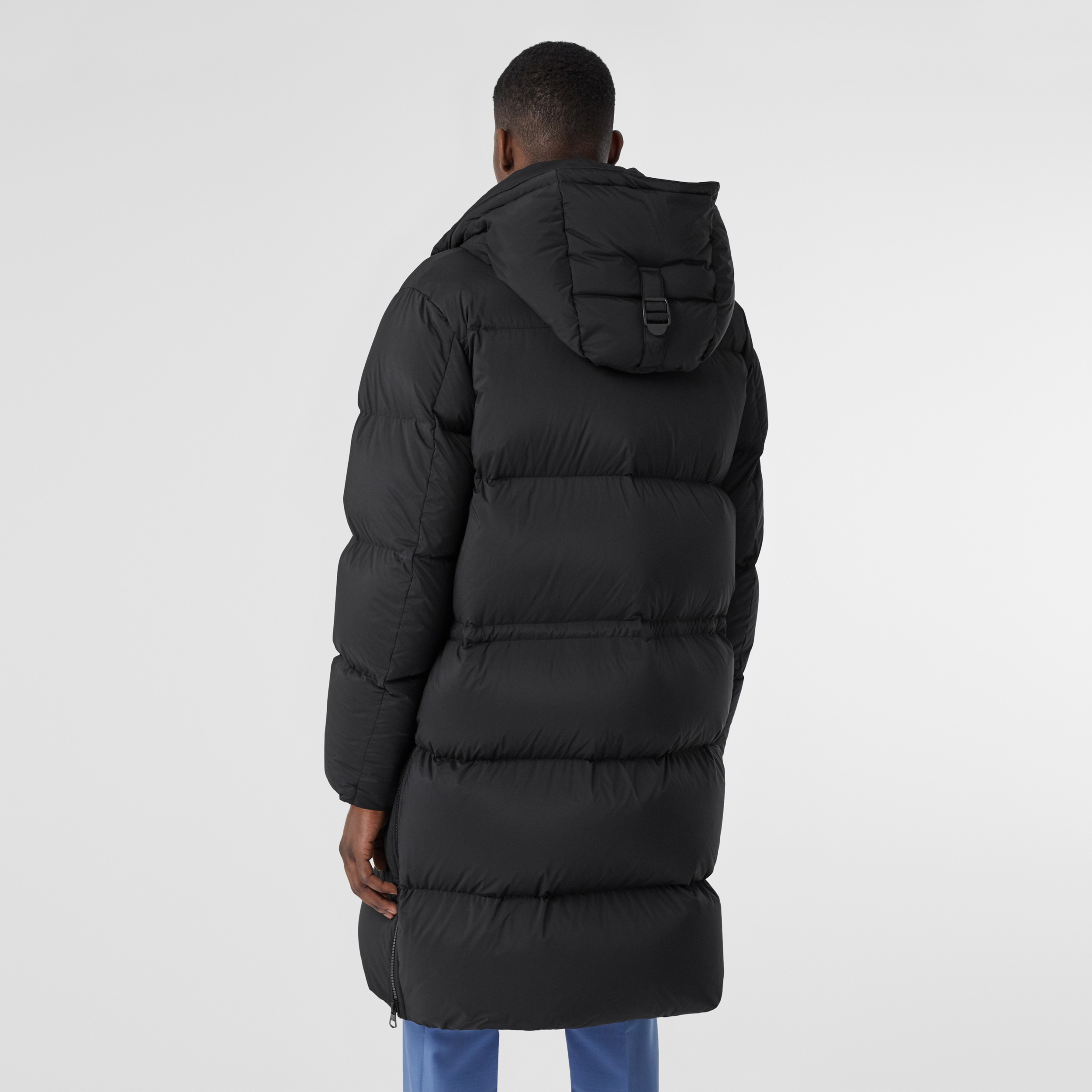 Detachable Hood Stretch Nylon Puffer Coat in Black - Men | Burberry