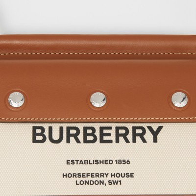 Mini Horseferry Print Title Bag with Pocket Detail in Natural/malt Brown -  Women | Burberry® Official