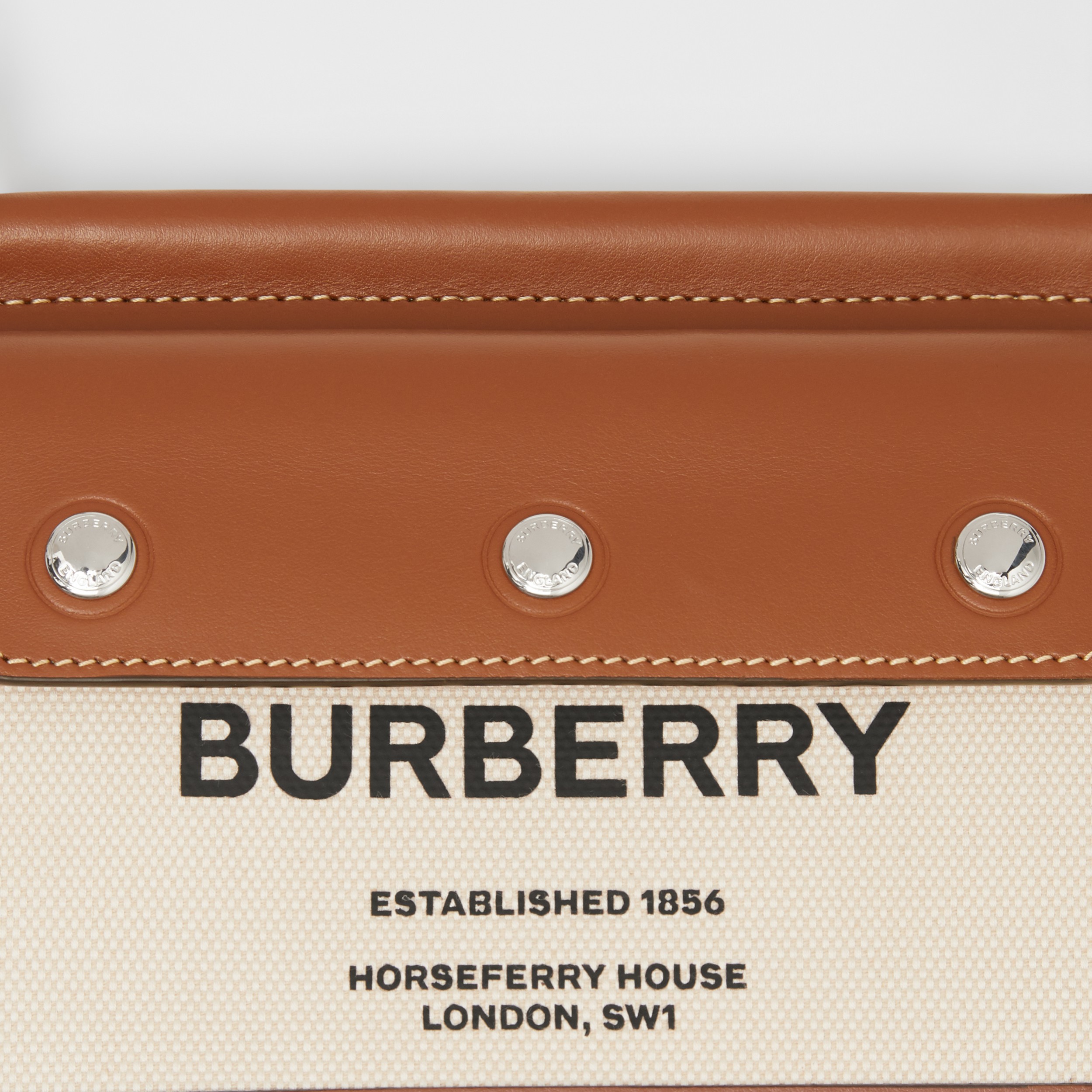 Mini Horseferry Print Title Bag with Pocket Detail in Natural/malt Brown - Women | Burberry® Official - 2