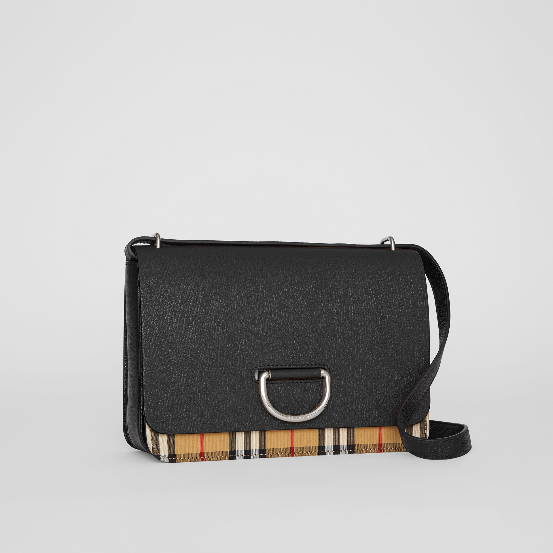The Um Vintage Check And Leather D Ring Bag In Black Women The Um Vintage Check And Leather D Ring Bag In Black Women Burberry