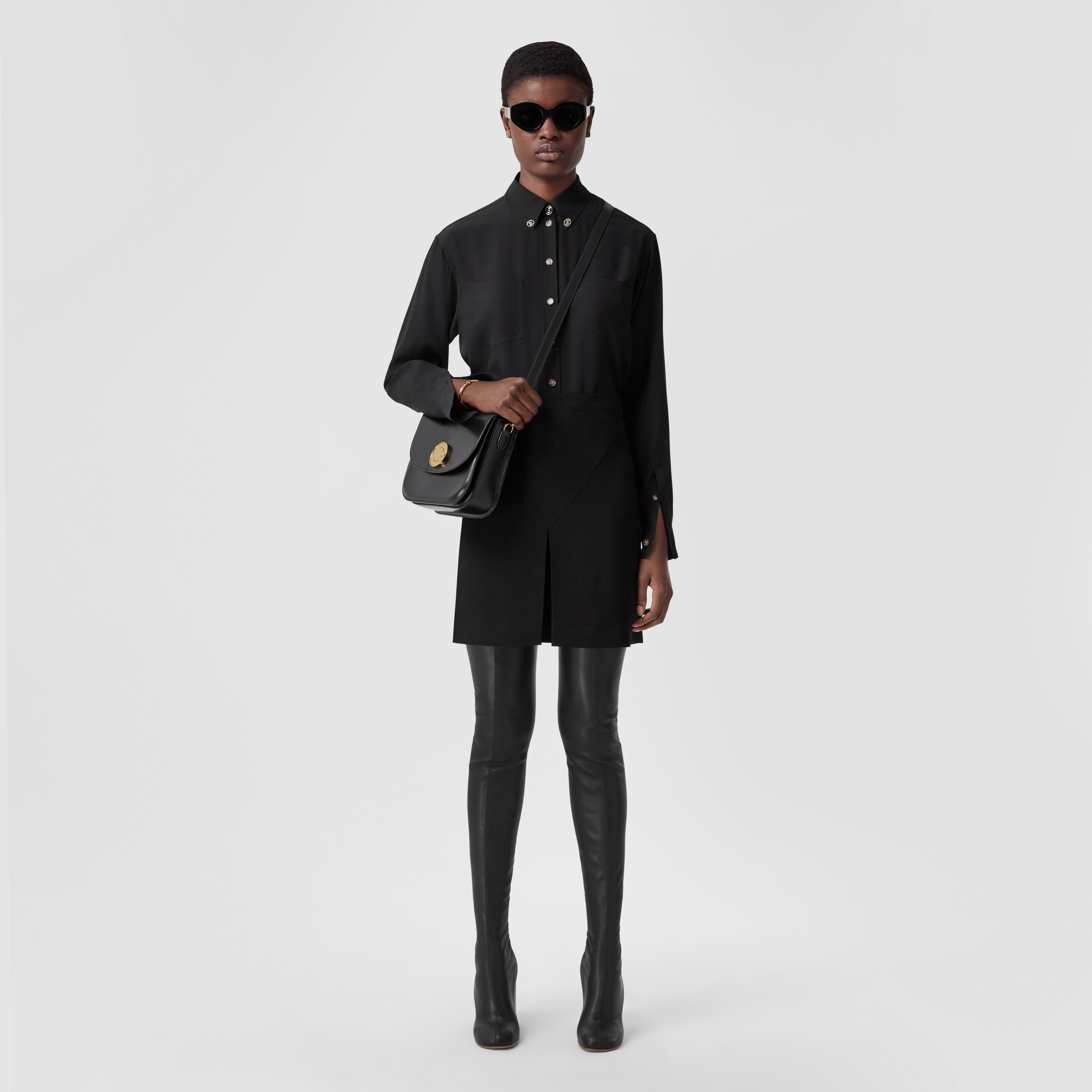 Minifalda en cady de viscosa (Negro) - Mujer | Burberry® oficial - 1