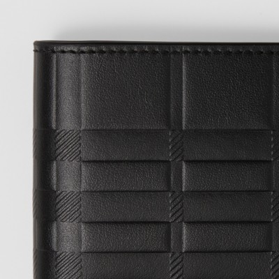 Embossed Check Leather Slim Bifold Wallet In Black - Men | Burberry ...