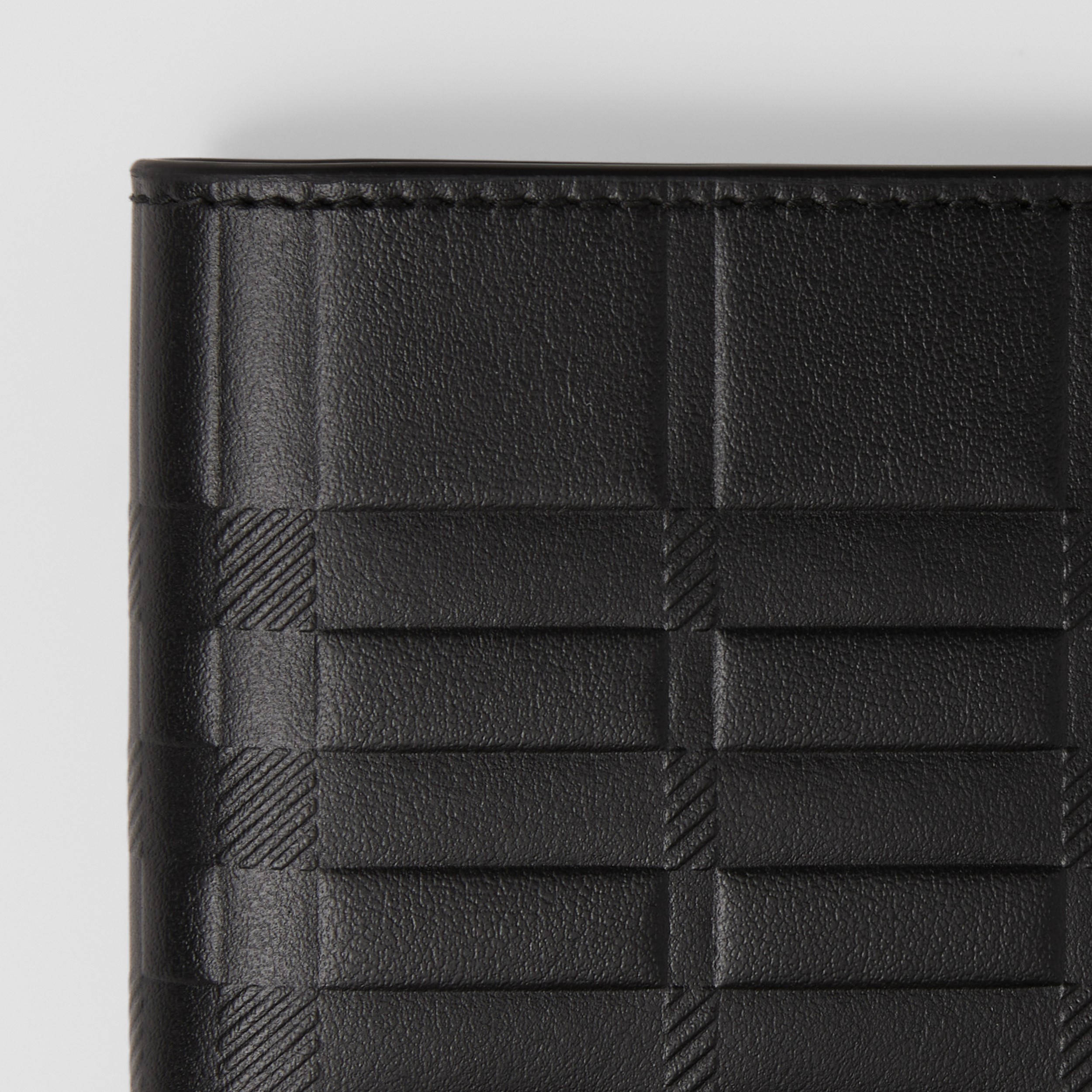 Embossed Check Leather Slim Bifold Wallet in Black - Men | Burberry®  Official