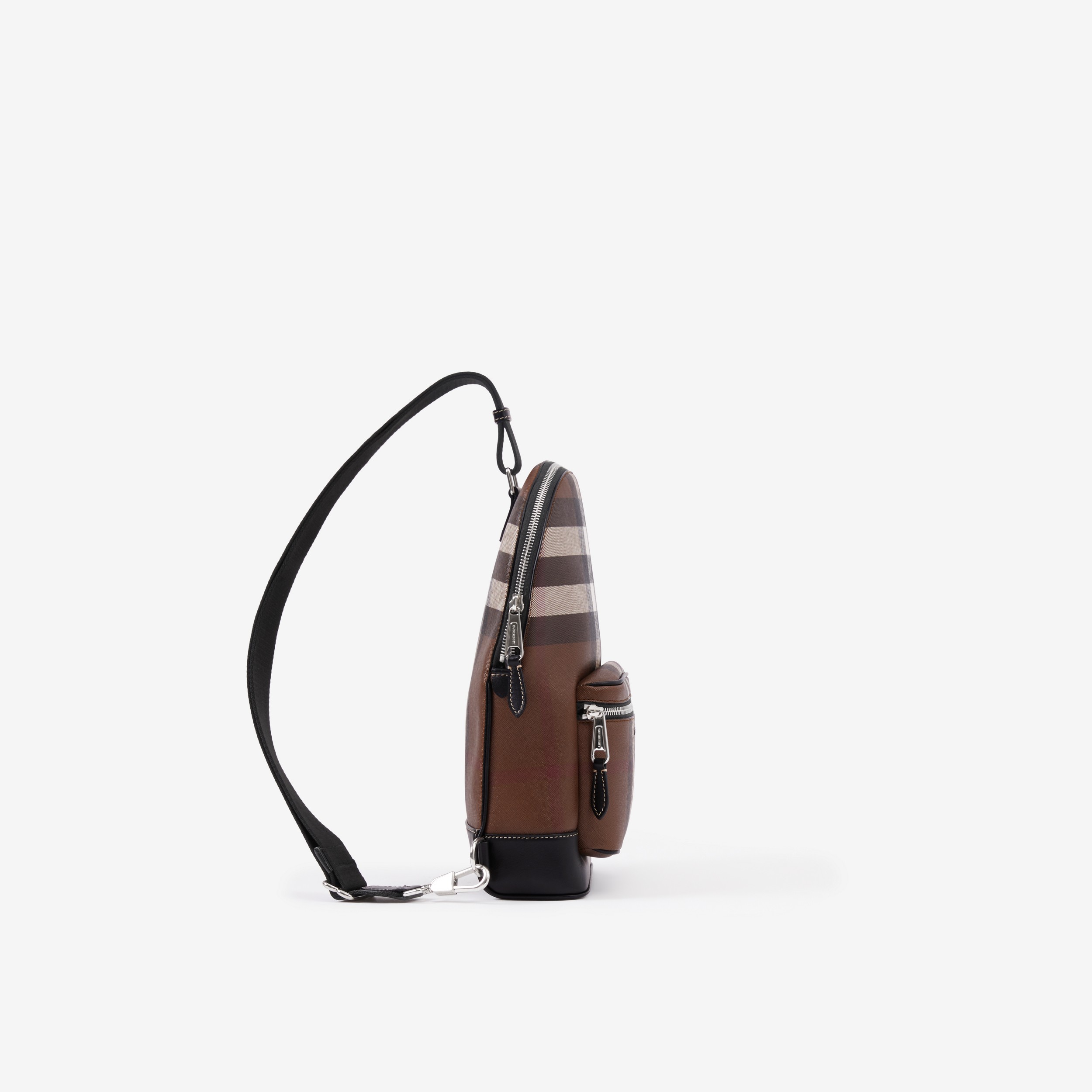 Check and Leather Crossbody Backpack in Dark Birch Brown - Men | Burberry® Official - 2