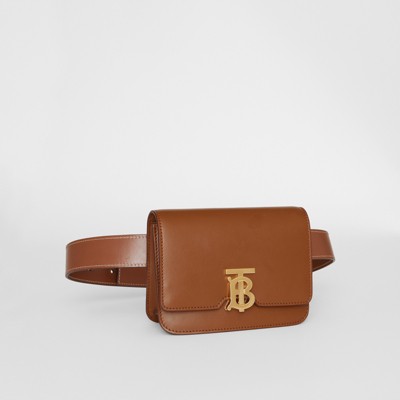 Belted Leather TB Bag in Malt Brown 