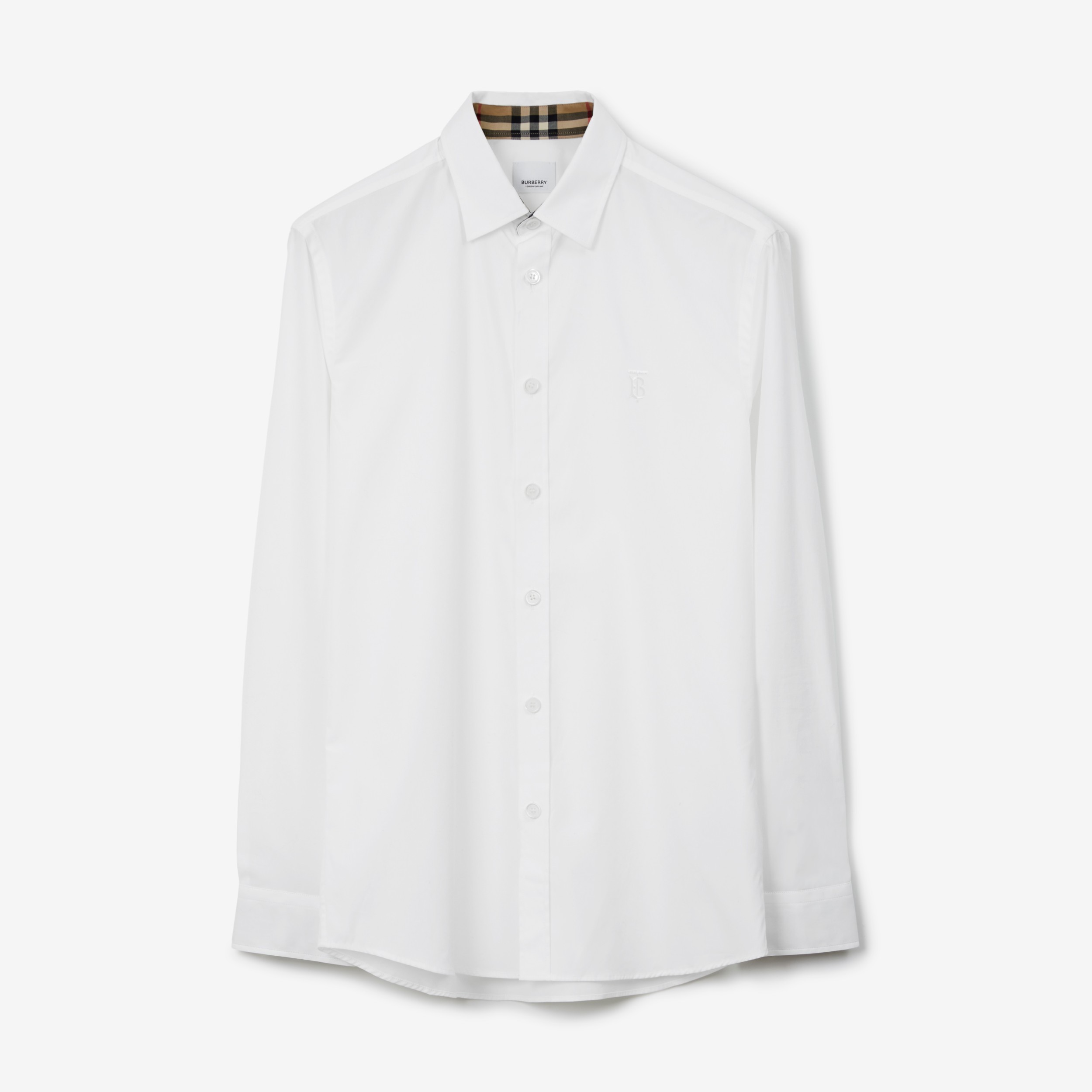grit Allergisk George Hanbury Slim Fit Monogram Motif Stretch Cotton Poplin Shirt in White - Men |  Burberry® Official