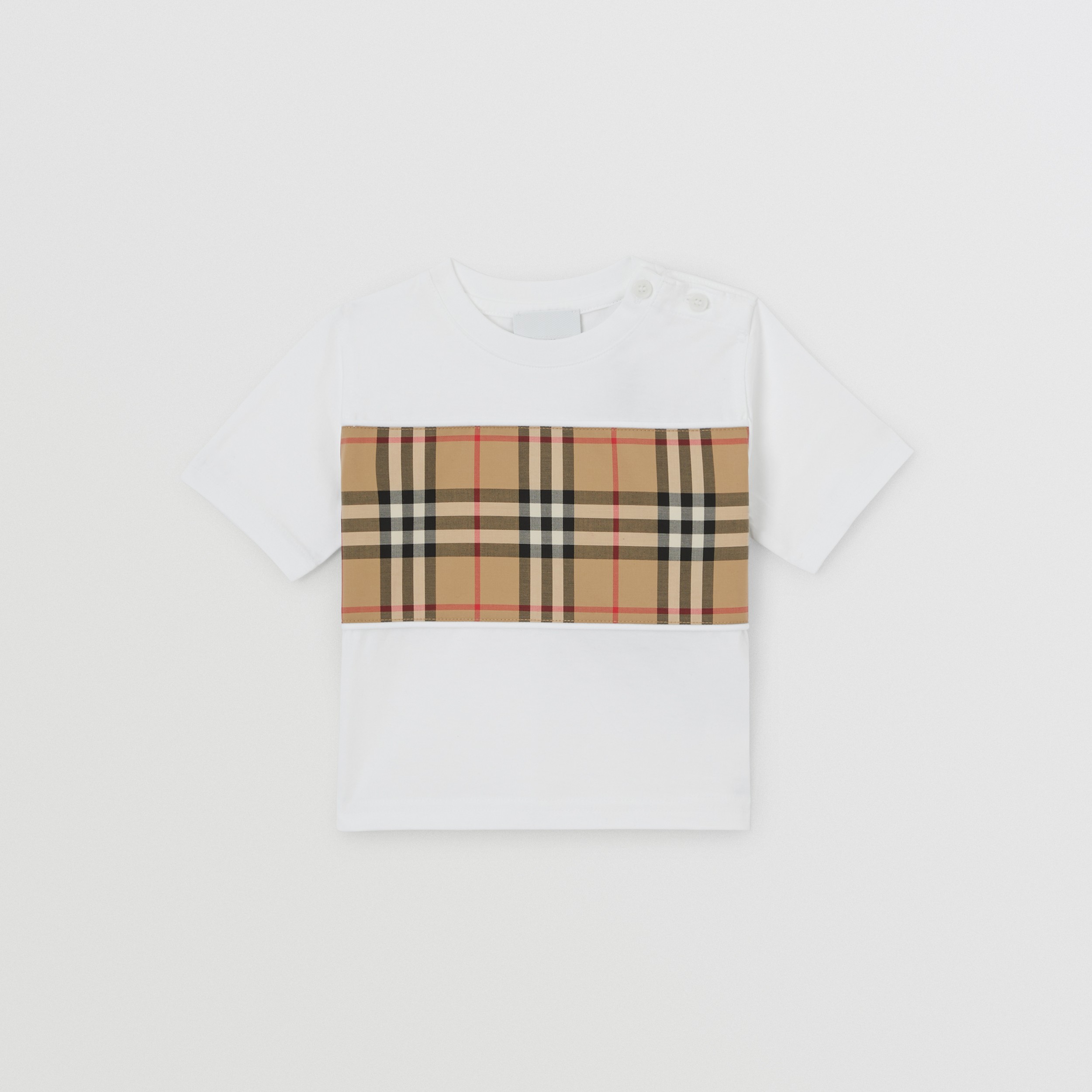 Vintage Check Panel Cotton T-shirt in White - Children | Burberry® Official - 1