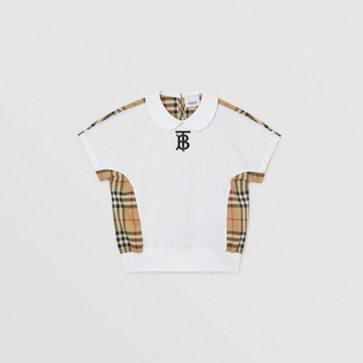 burberry vintage check panel cotton t-shirt