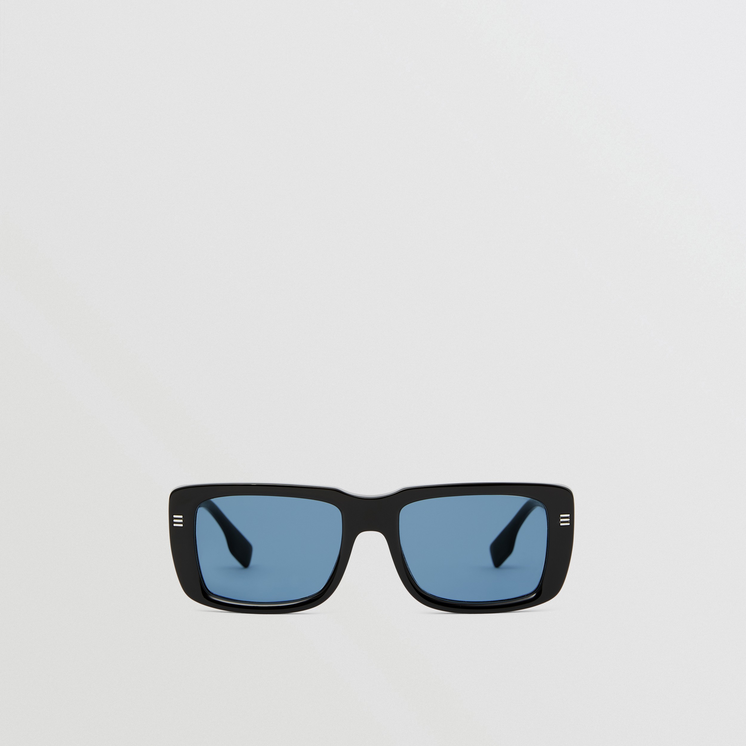 Logo Detail Rectangular Frame Sunglasses in Black/blue - Men | Burberry® Official - 1