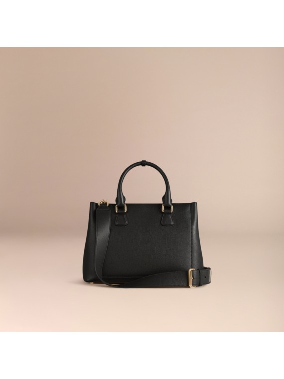 The Medium Saddle Bag in Grainy Bonded Leather Black | Burberry