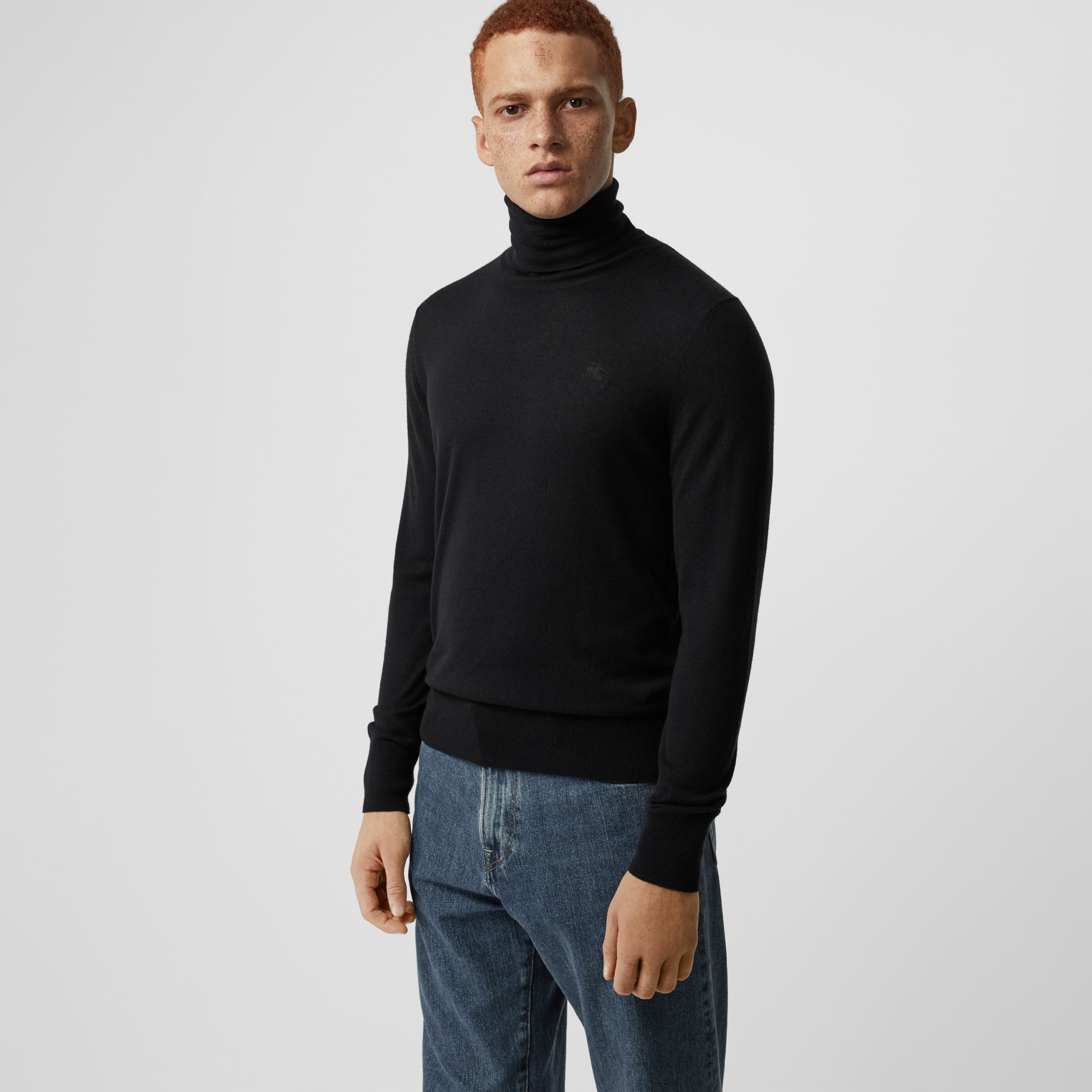 Cashmere Silk Roll-neck Sweater in Black - Men | Burberry United States