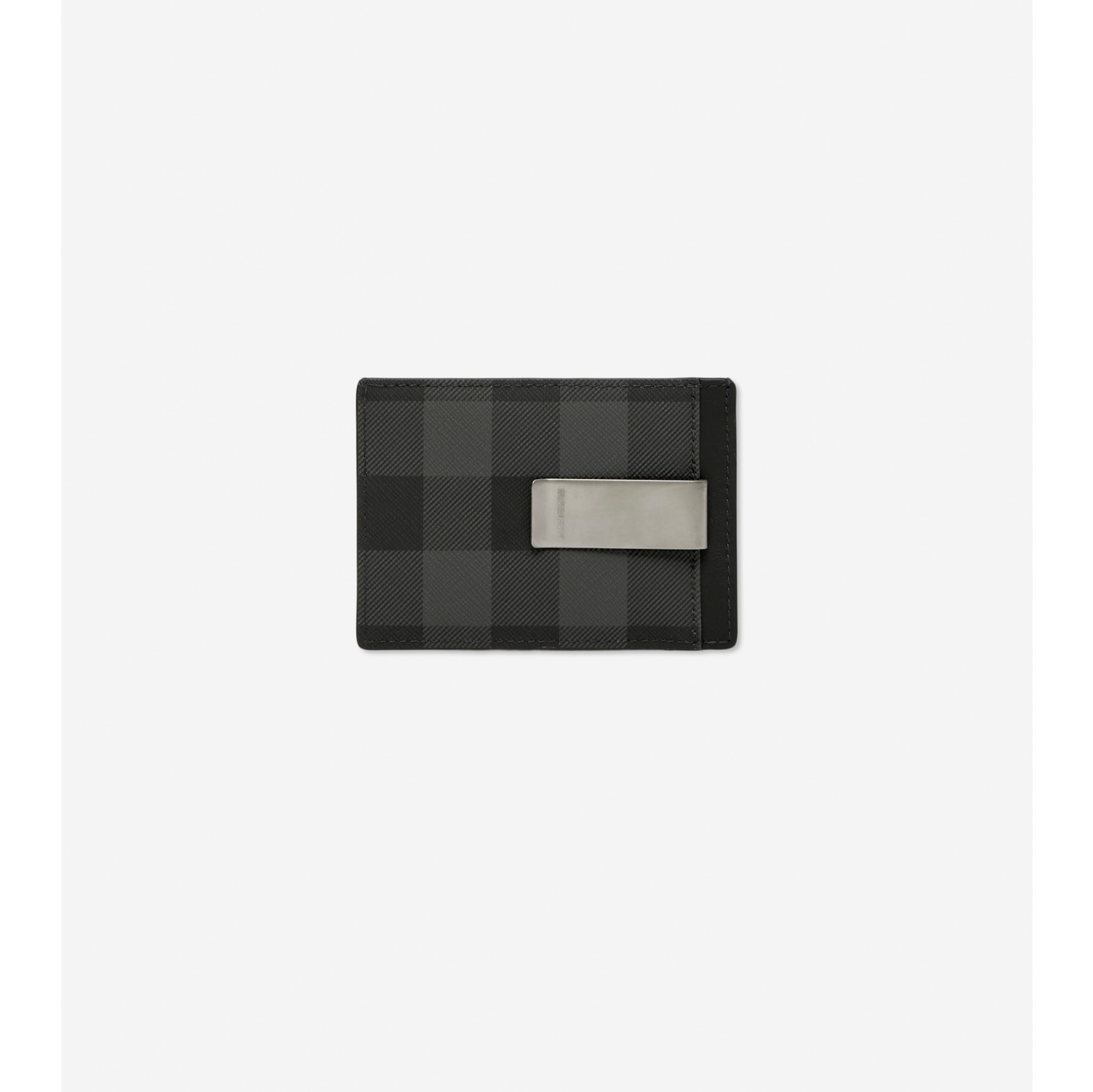 チェック マネークリップ カードケース (チャコール) - メンズ 