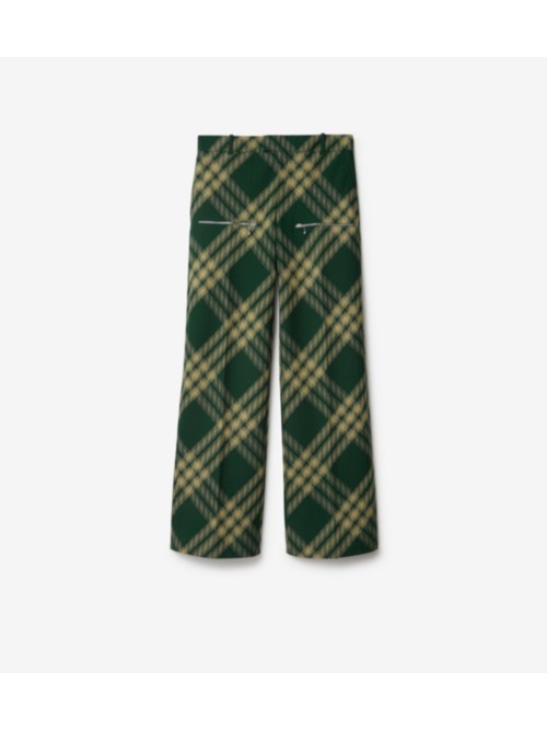 Shop Burberry Check Wool Trousers In Primrose
