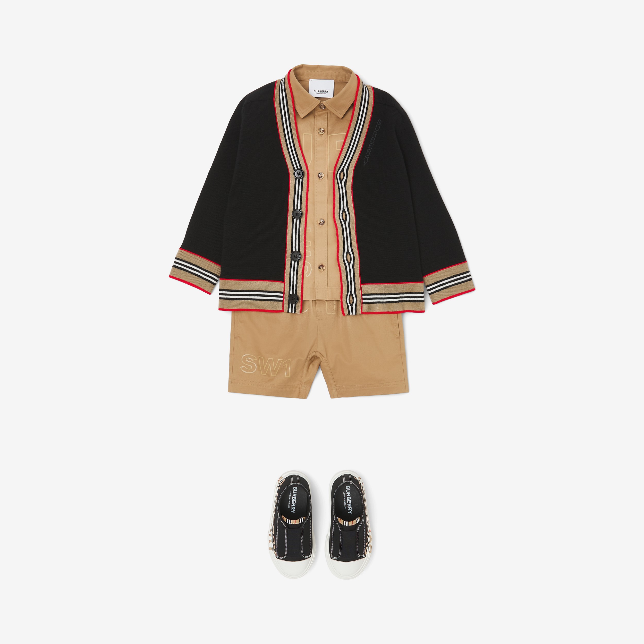 Cardigan en laine à rayures iconiques (Noir) - Enfant | Site officiel Burberry® - 4