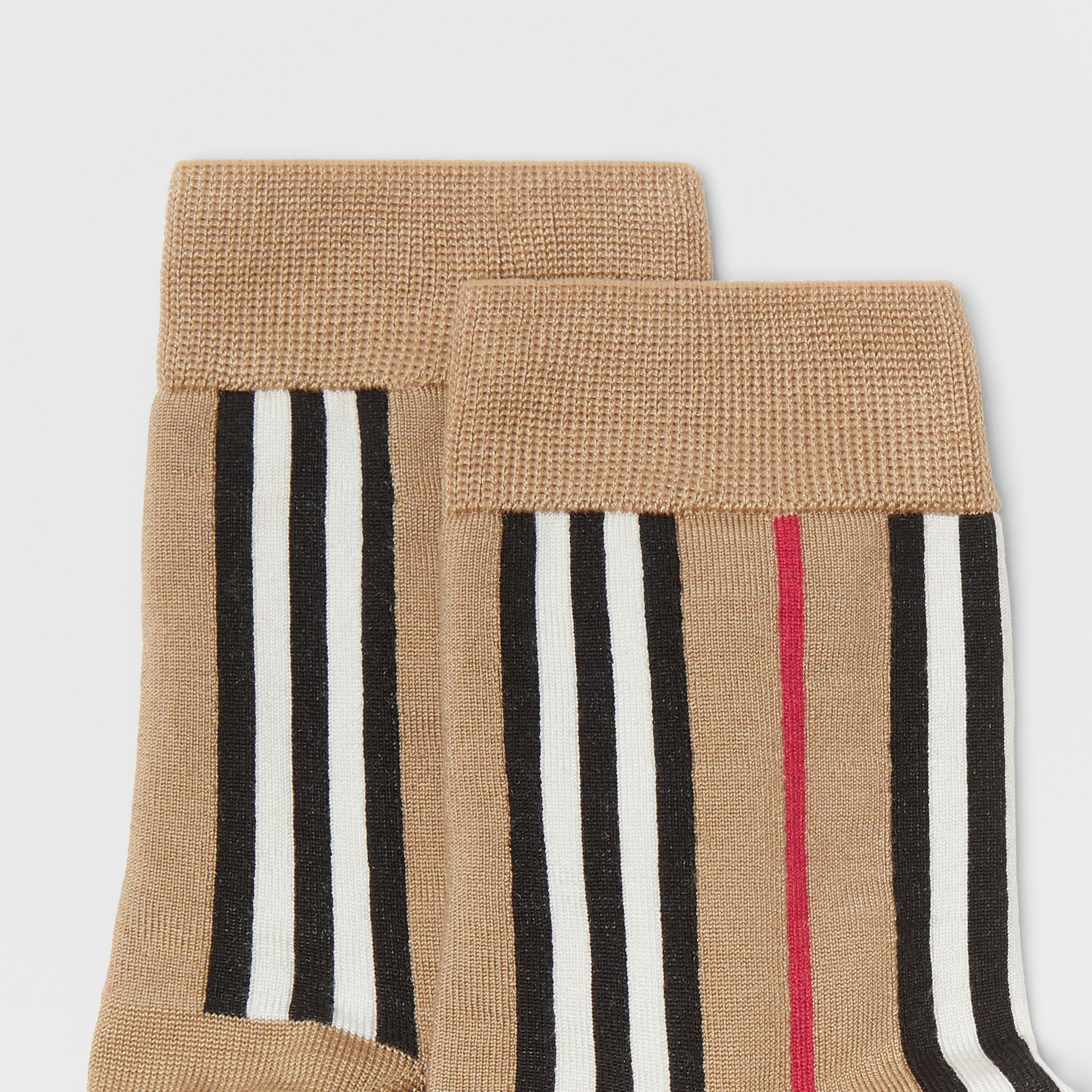 Chaussettes en coton mélangé intarsia à rayures iconiques (Beige D'archive) | Site officiel Burberry® - 2