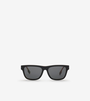 Check Rectangular Sunglasses in Black beige Men Burberry Official