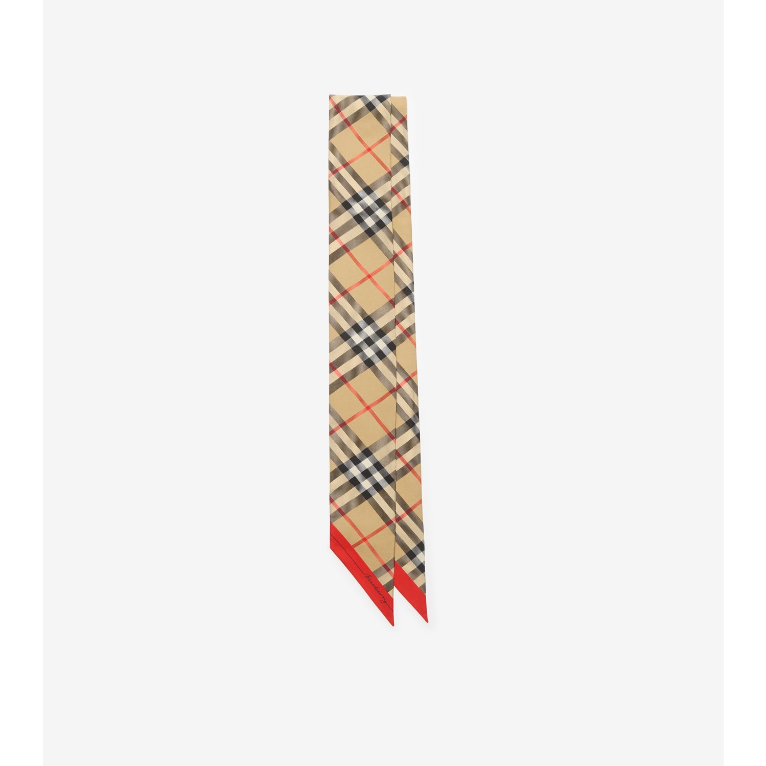 Skinny Contrast Check Silk Scarf