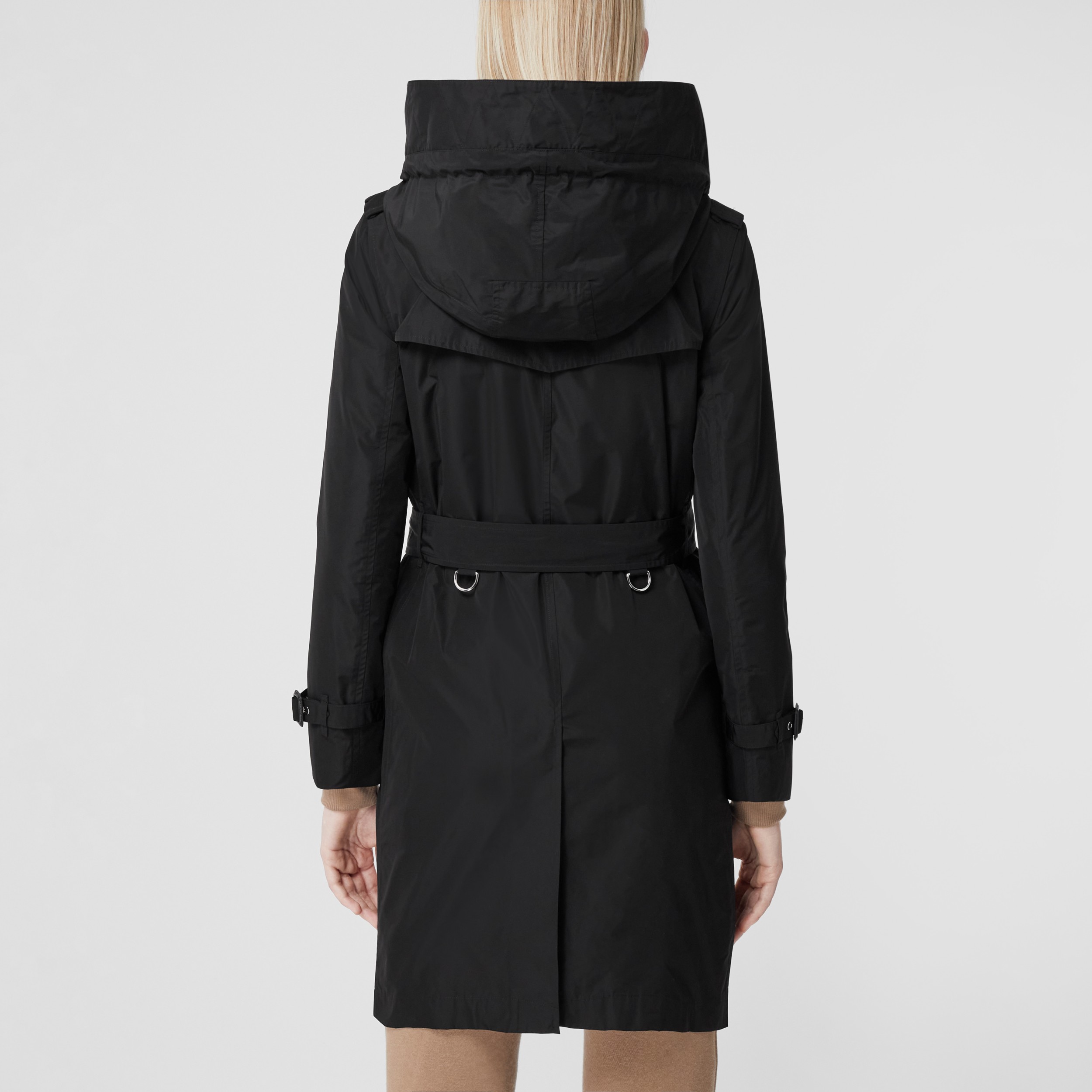 Detachable Hood Taffeta Kensington Trench Coat in Black - Women ...