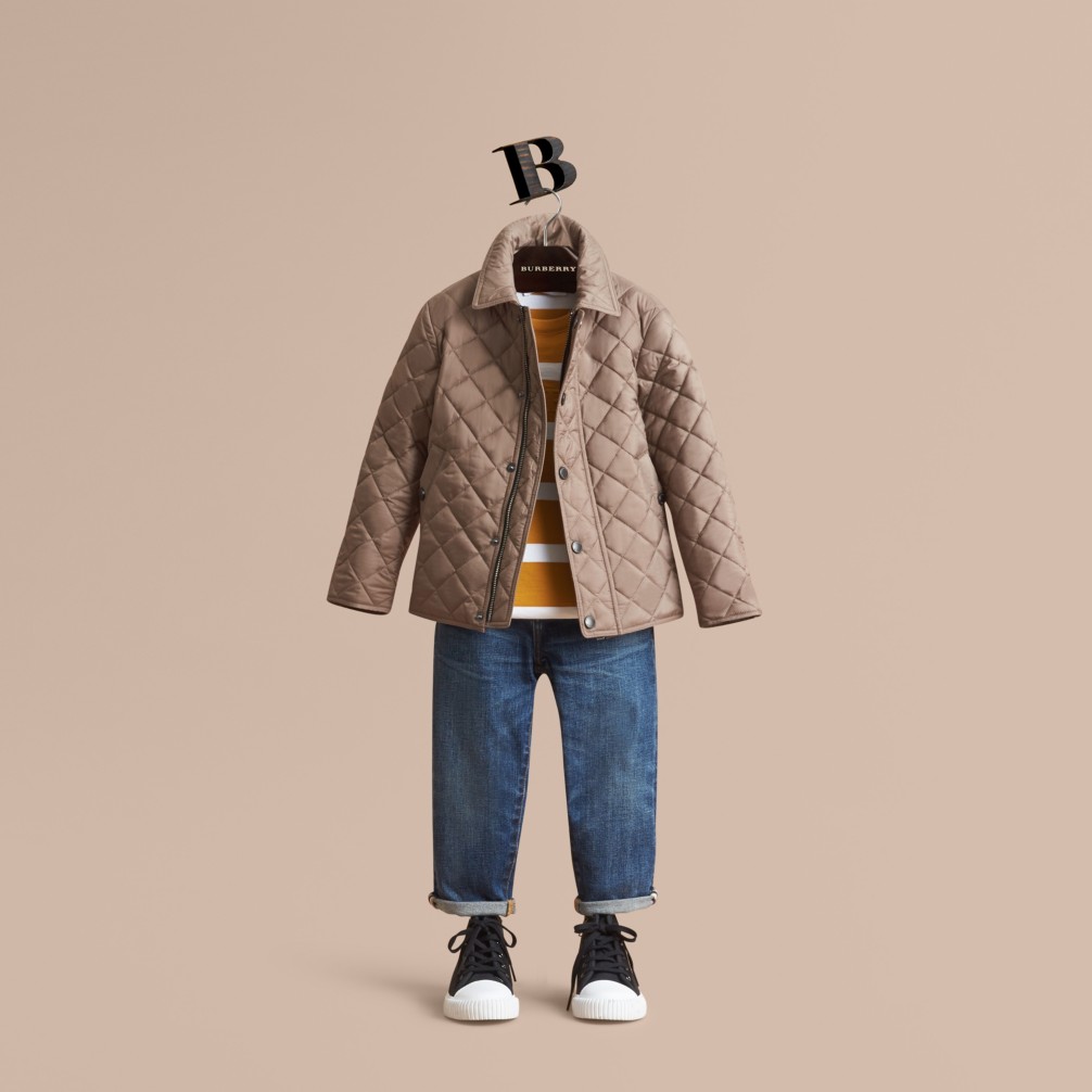 菱形绗缝外套 (深蘑菇色) - 男童装 | burberry 博柏利
