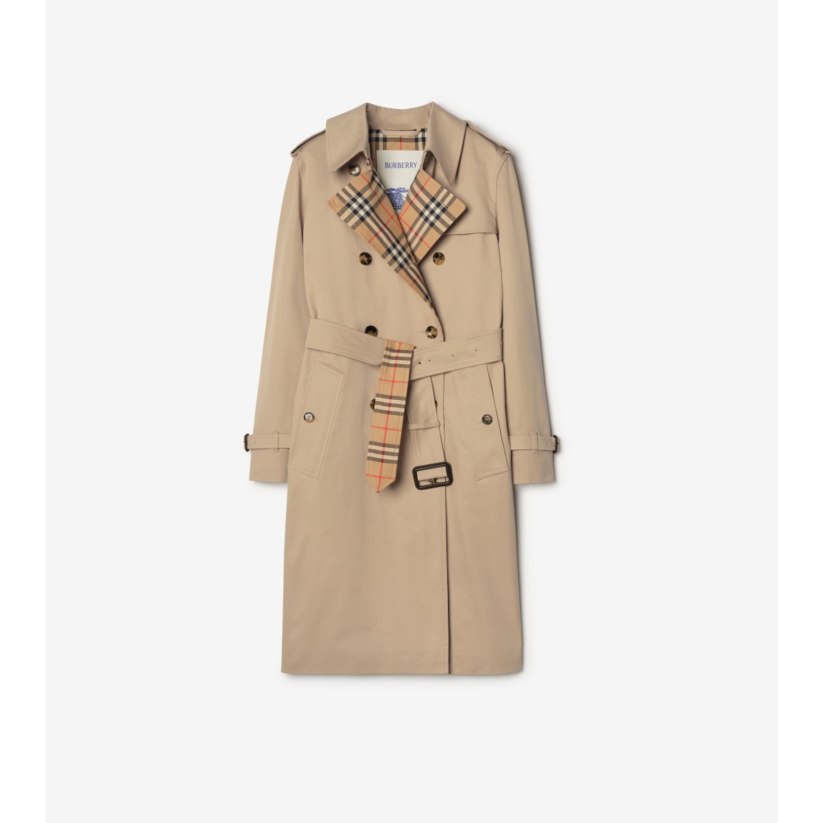  Check Long Gabardine Lakefield Trench Coat