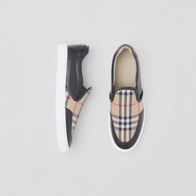 Leather and Vintage Check Slip-on 
