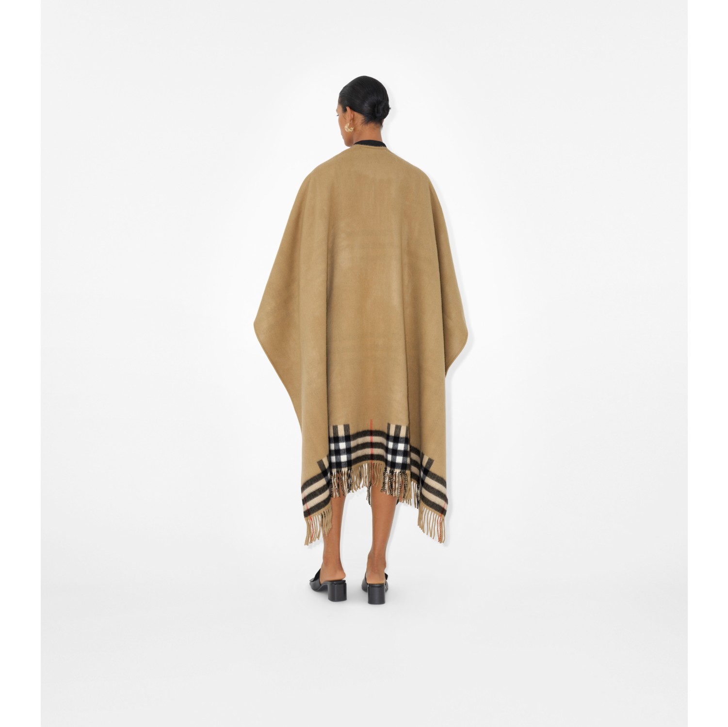 Check Cashmere Wool Cape