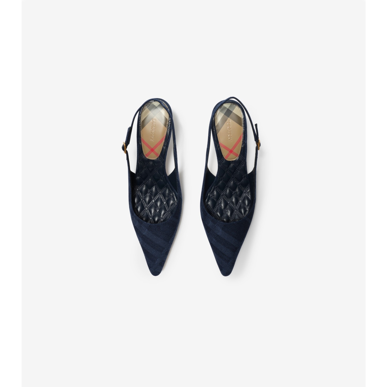 Check Dame Slingback Pumps​ in Denim - Women | Burberry® Official