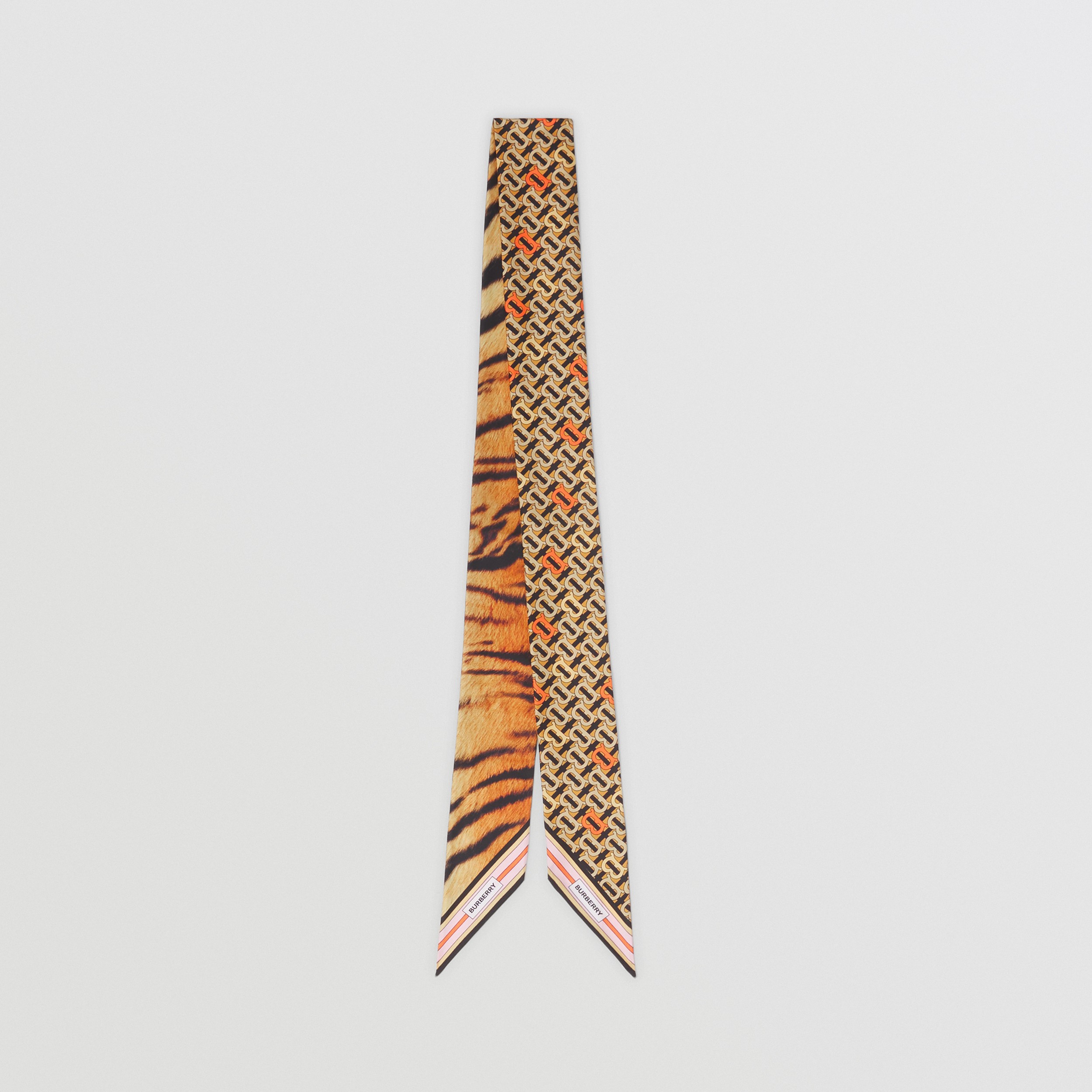 Узкий шелковый шарф с анималистическим принтом (Оранжевый) - Для женщин | Официальный сайт Burberry® - 1