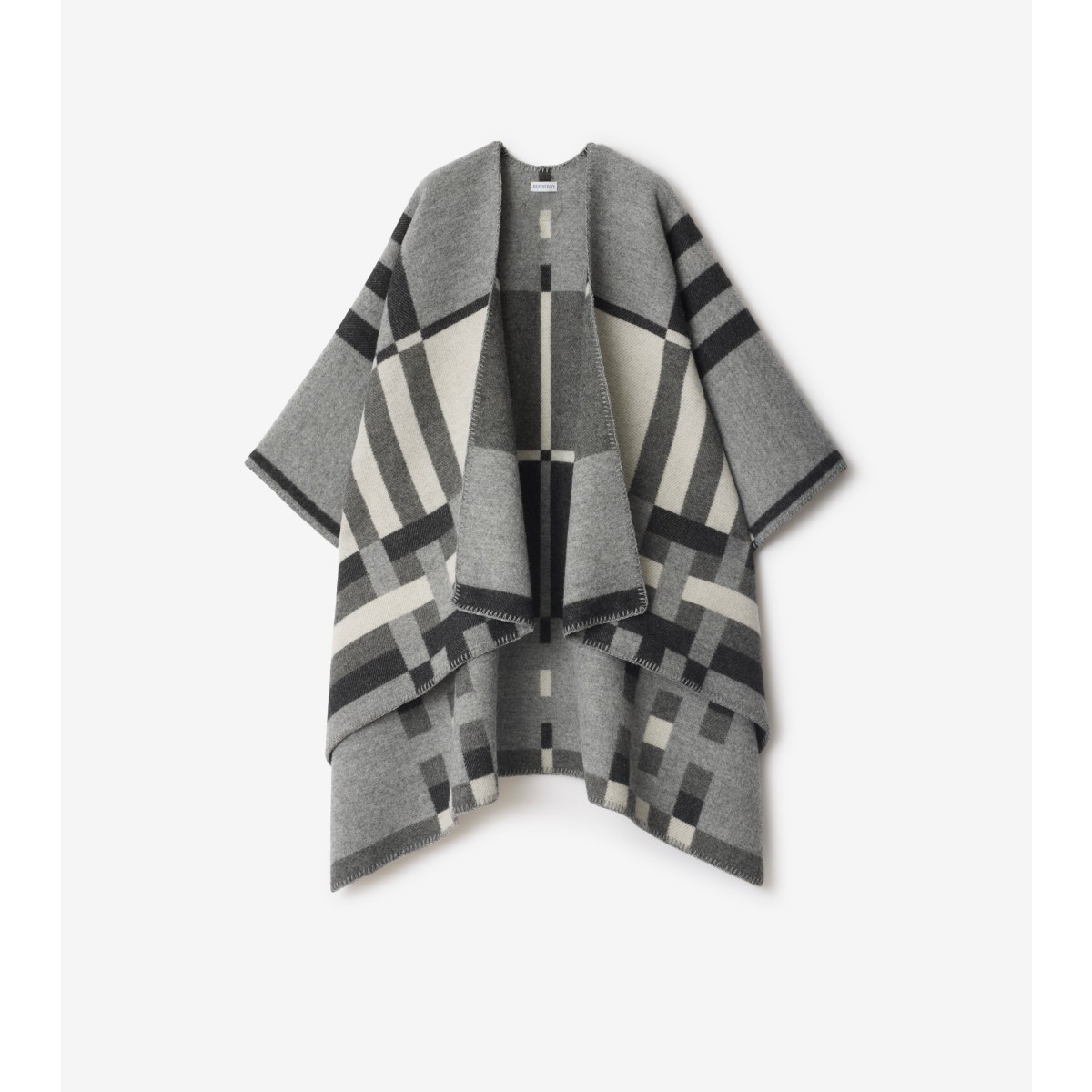 Burberry Colour Block Check​ Wool Cape