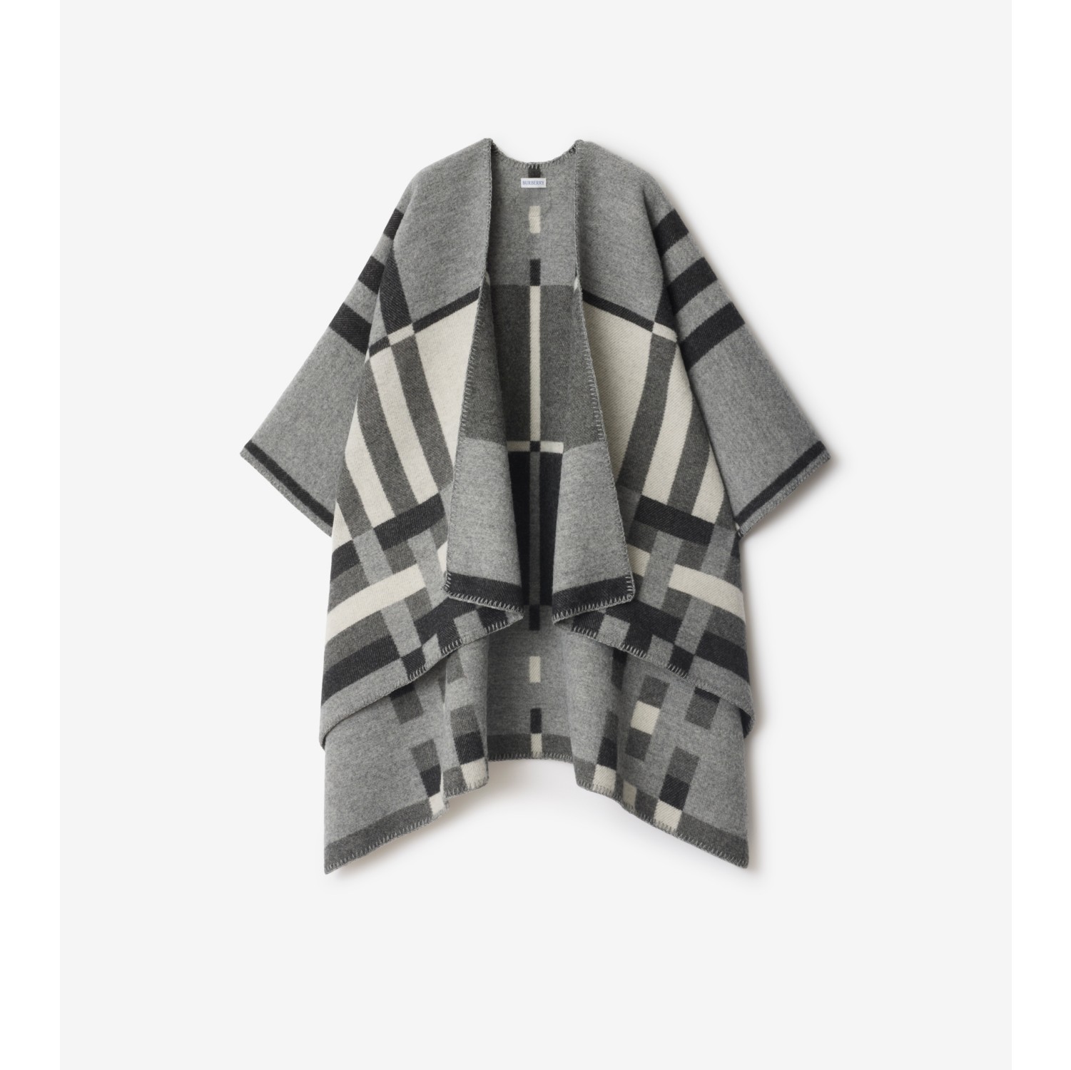 Colour Block Check​ Wool Cape