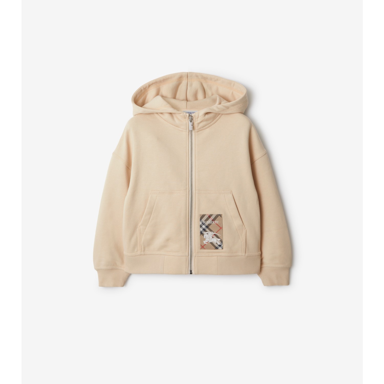 Check Label Cotton Zip Hoodie