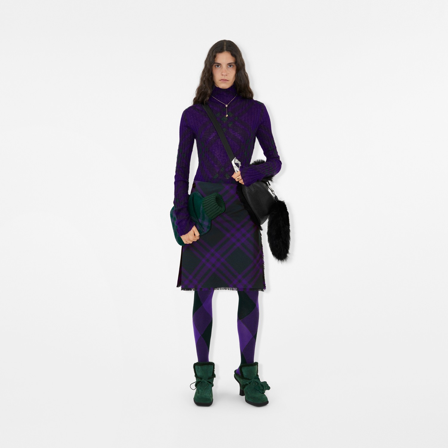 Check Wool Kilt in Deep Royal - Women | Burberry® Official