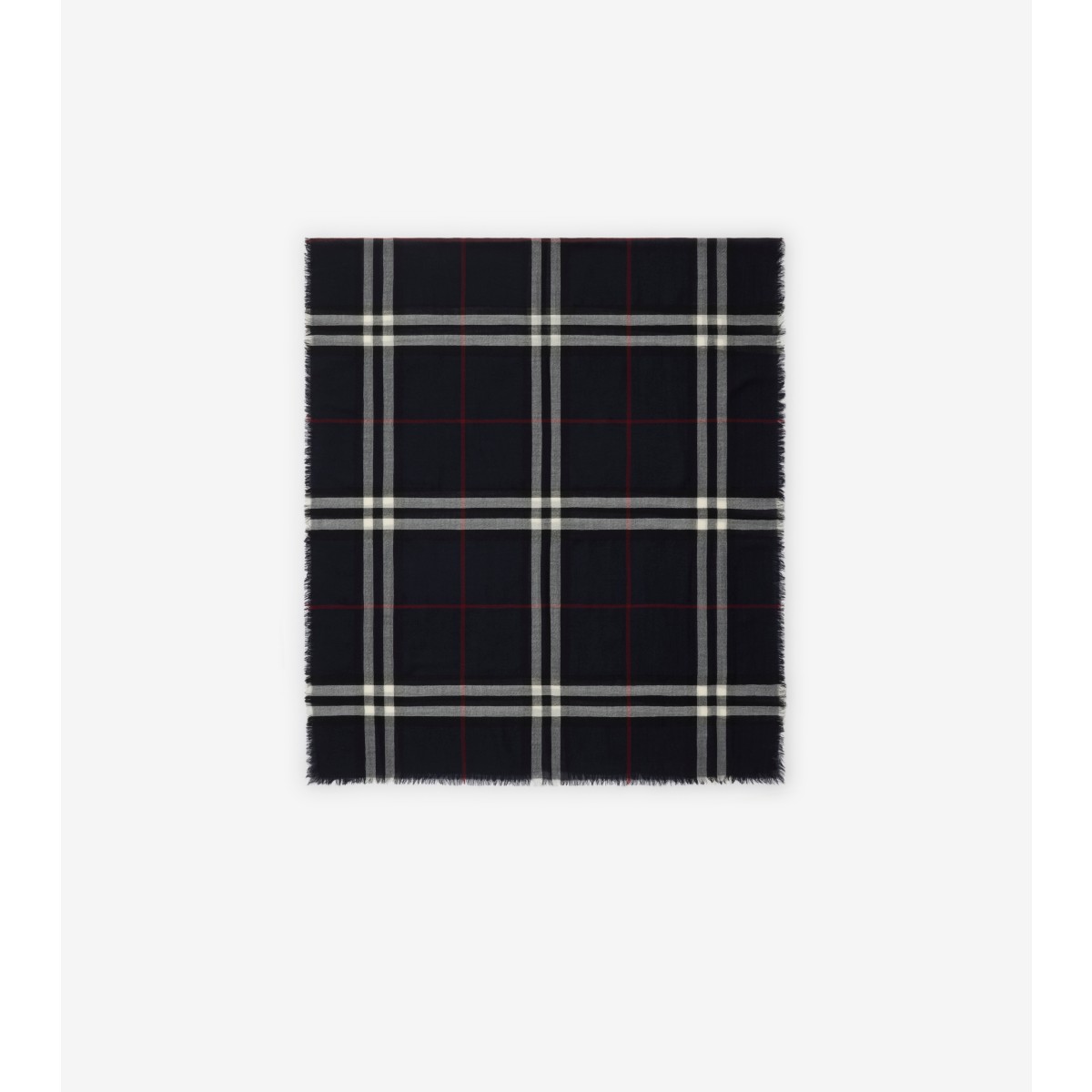Burberry Wide Check Wool Scarf In Ink