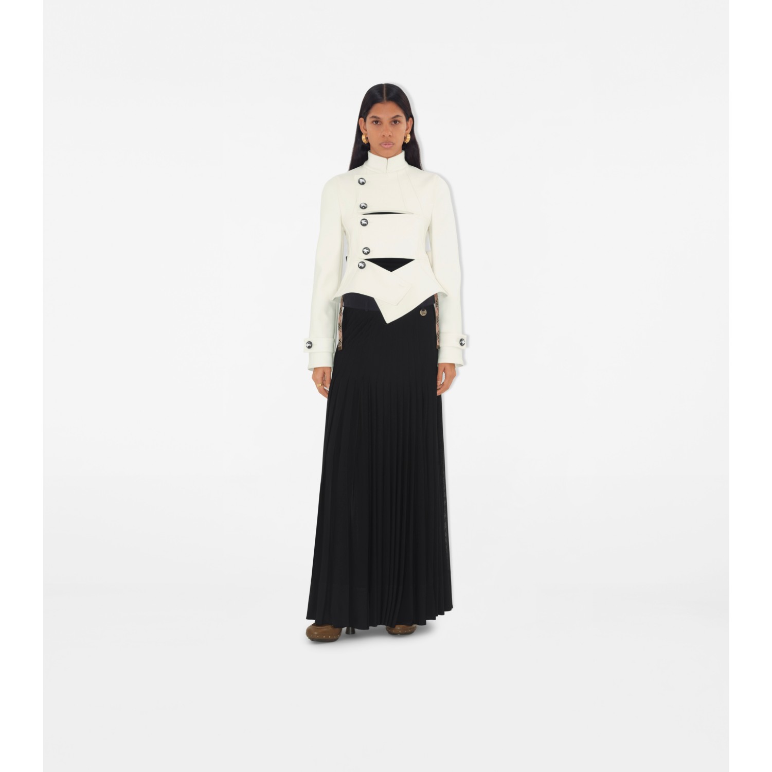 Pleated Crepe Jersey Maxi Skirt