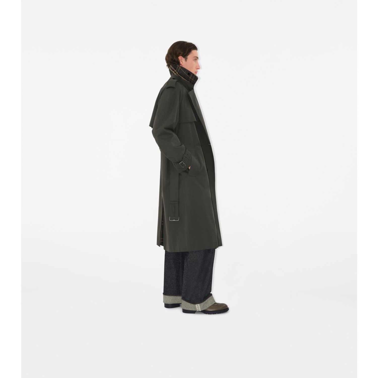 Long Gabardine Trench Coat