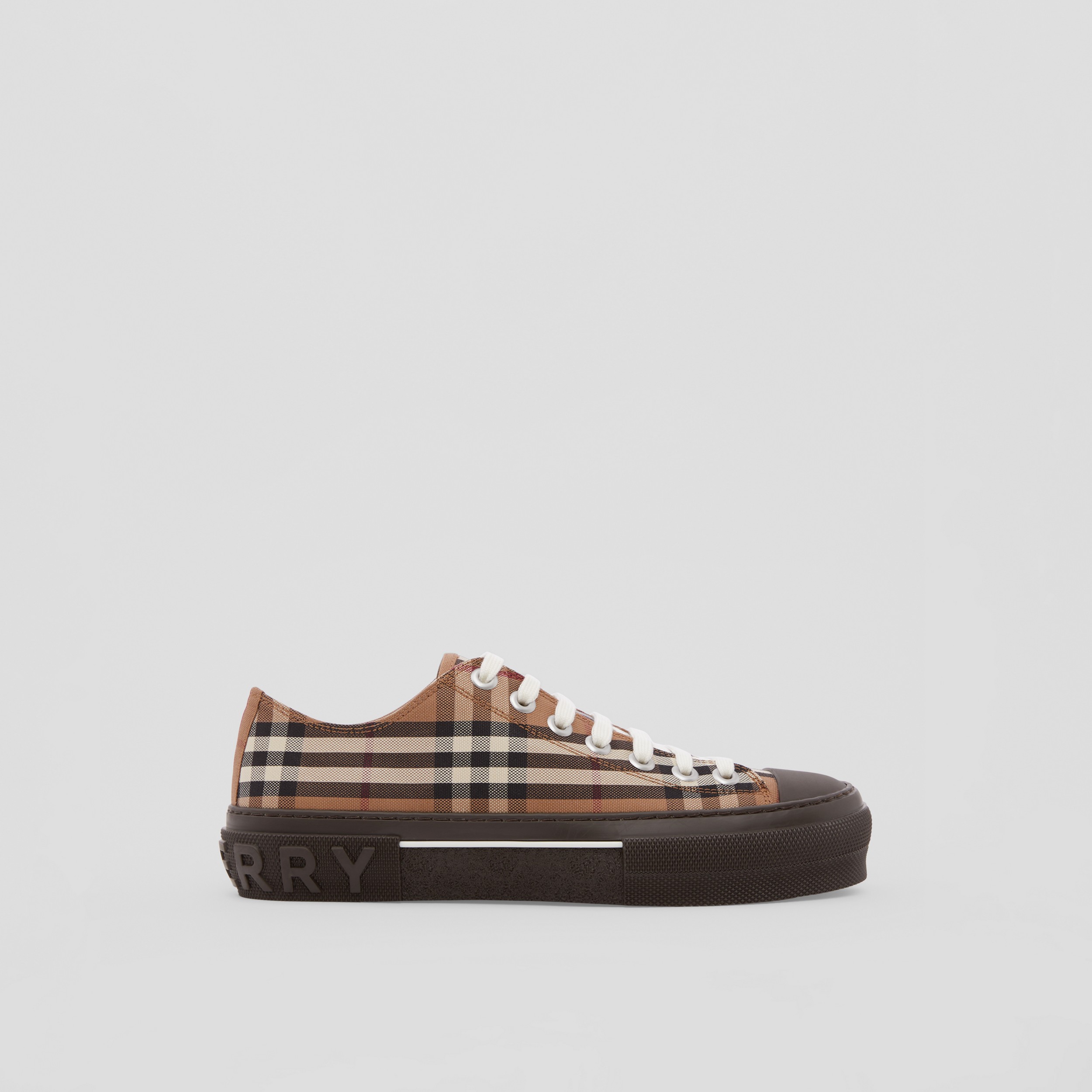 Vintage Check Cotton Sneakers in Birch Brown - Women | Burberry® Official - 1