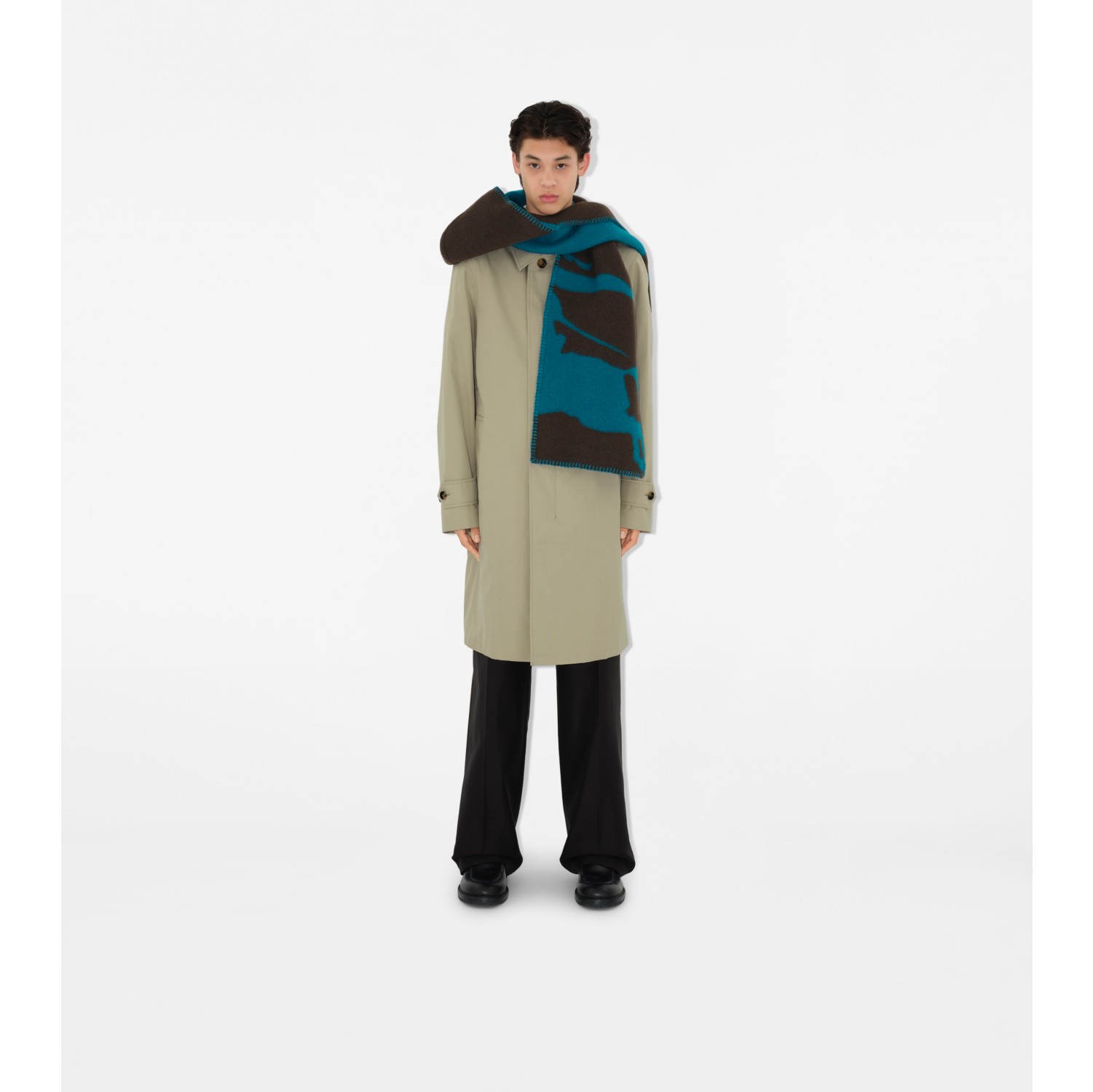 EKD Wool Hooded Scarf in Kingfisher/snug | Burberry® Official