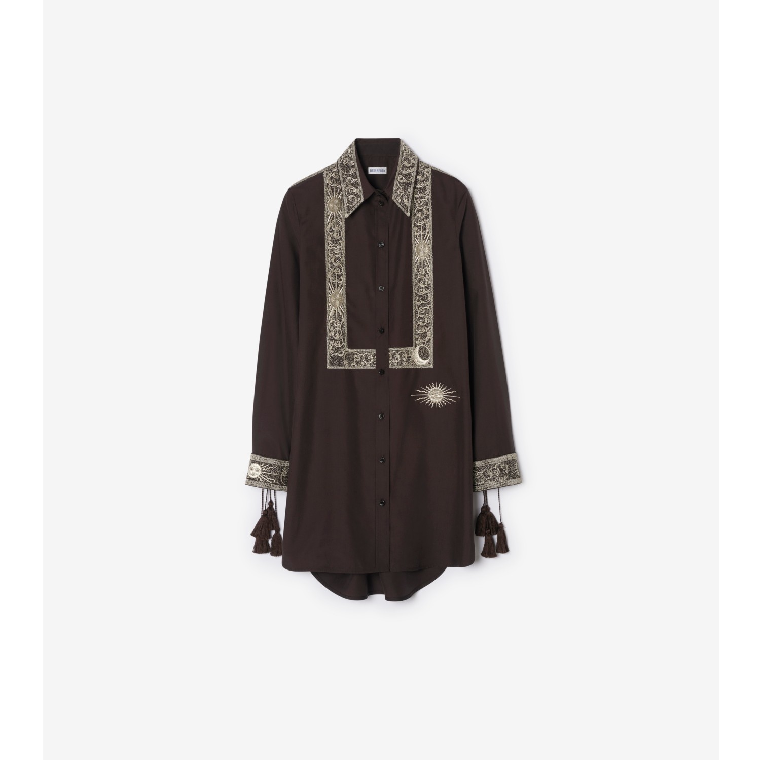 Robe chemise en soie à broderies