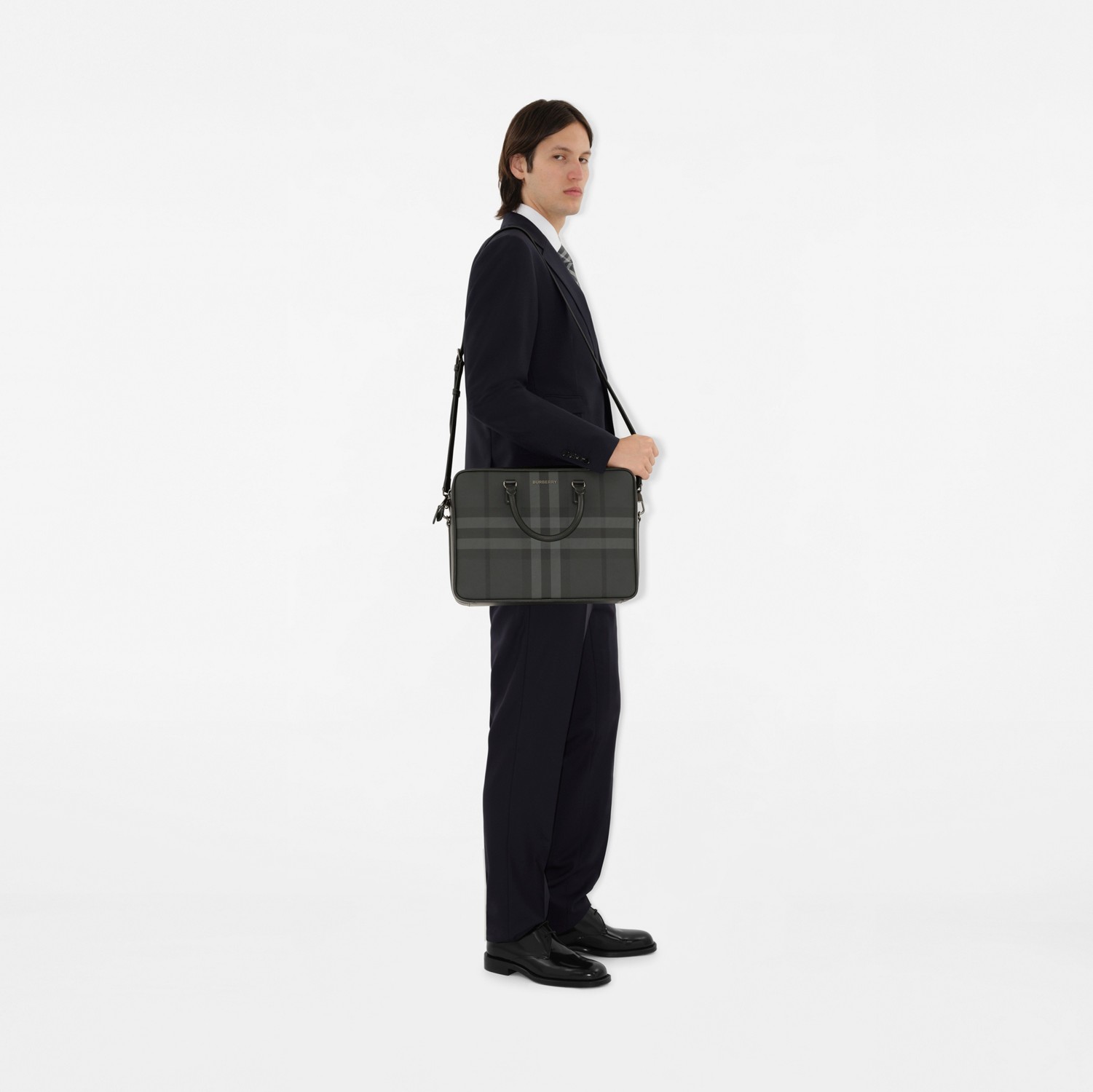 Ainsworth Briefcase in Charcoal - Men, Canvas | Burberry Ainsworth Briefcase in Charcoal - Men, Canvas | Burberry