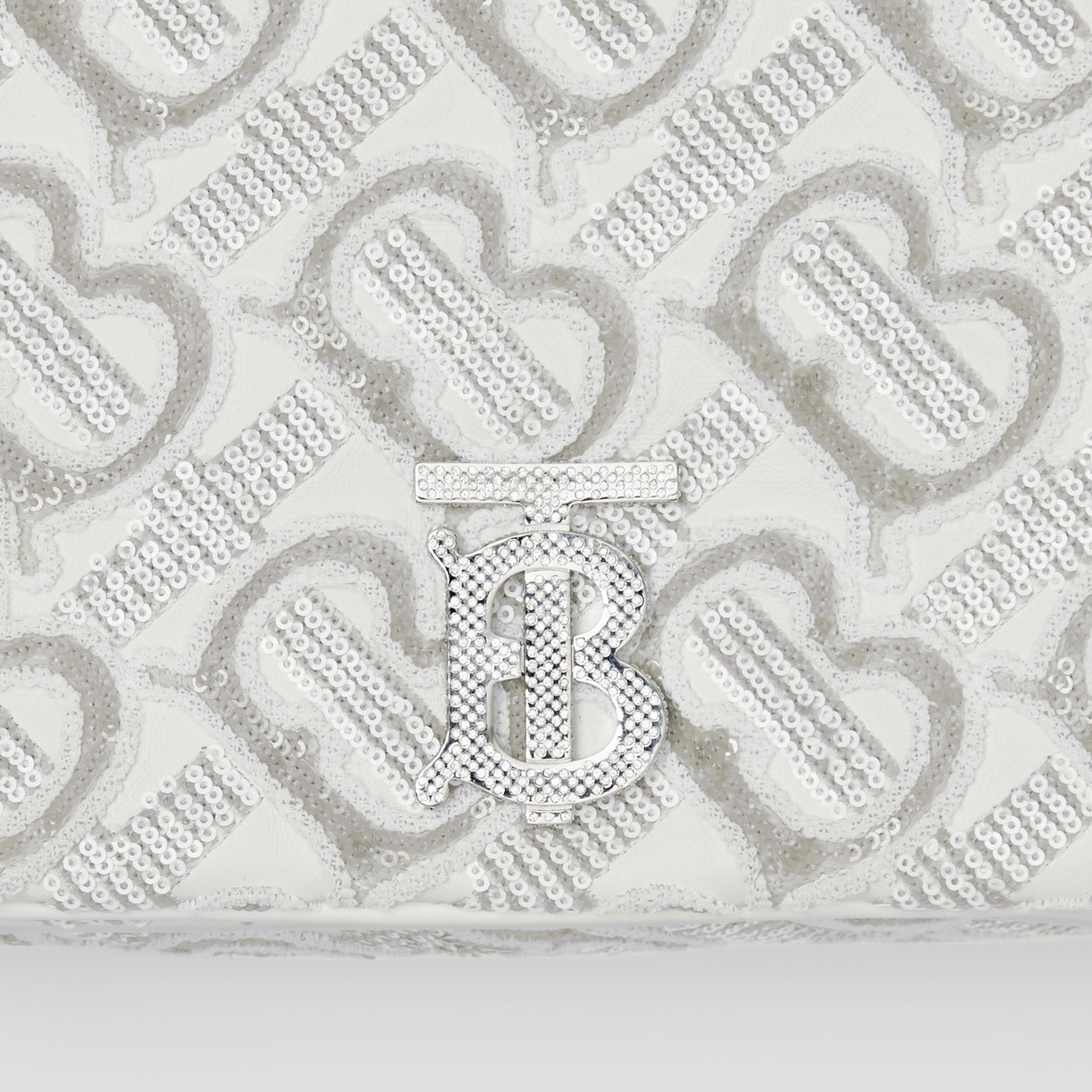 Sequinned Monogram Leather Small Lola Bag in White - Women | Burberry® Official - 2