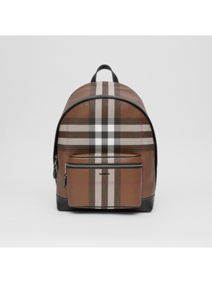 格纹环保帆布双肩包